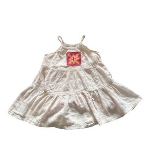 White Sundress with Pink Hawaiian Quilt Patch